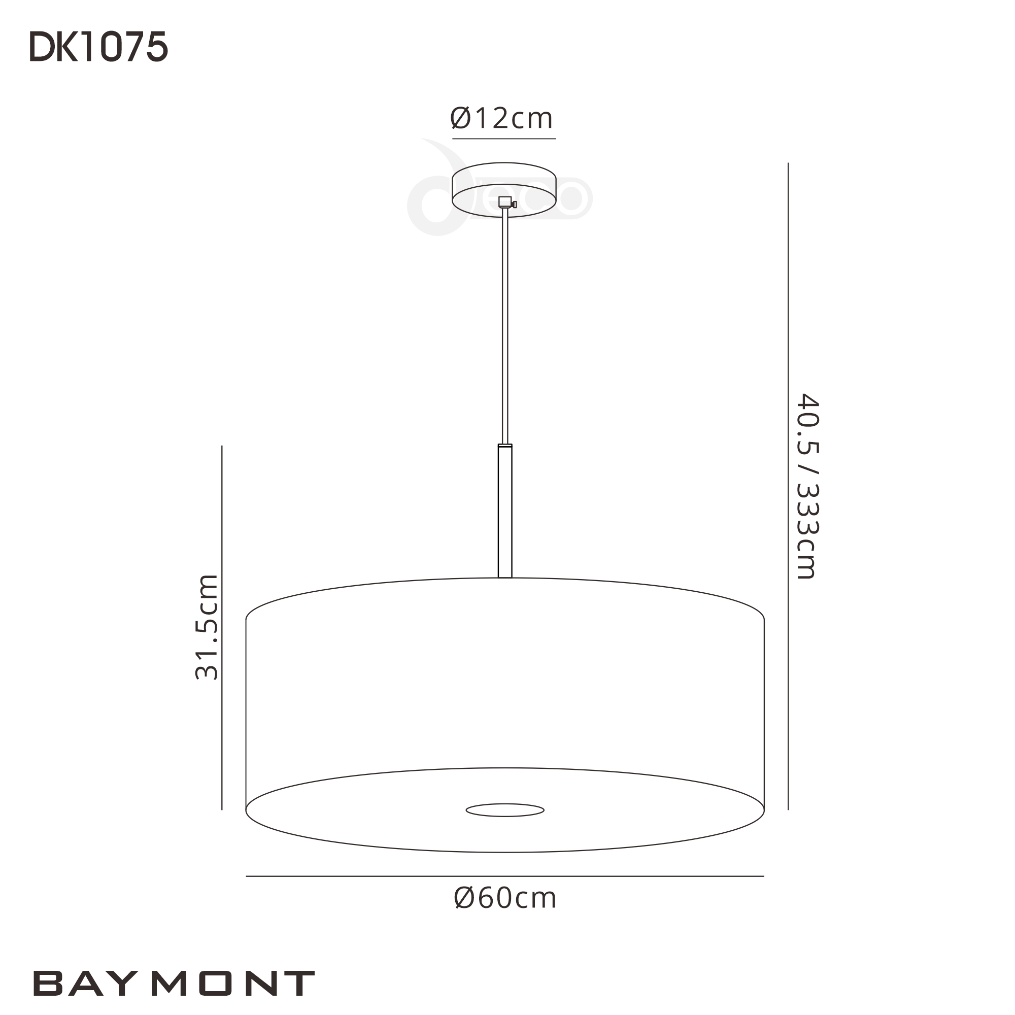 DK1075  Baymont 60cm 5 Light Pendant Satin Black, Grey/White, Frosted/Black Detail Diffuser